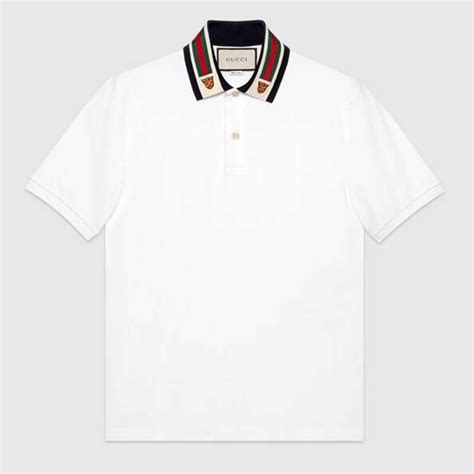 White Cotton Polo With Web And Feline Head